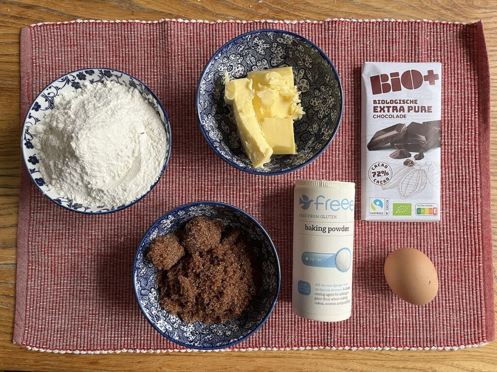 Ingredients for the best chocolate chip cookies recipe